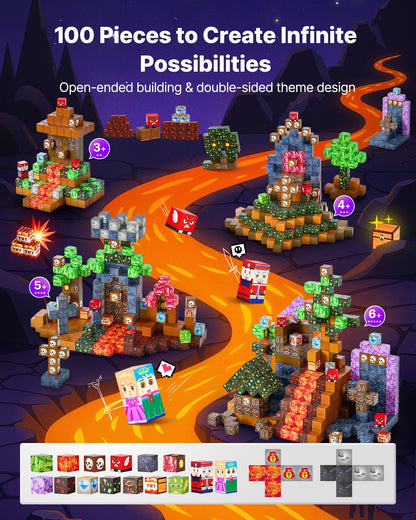 Magnetic Blocks 100 PCS Dark Castle Set STEM Montessori Sensory Toys