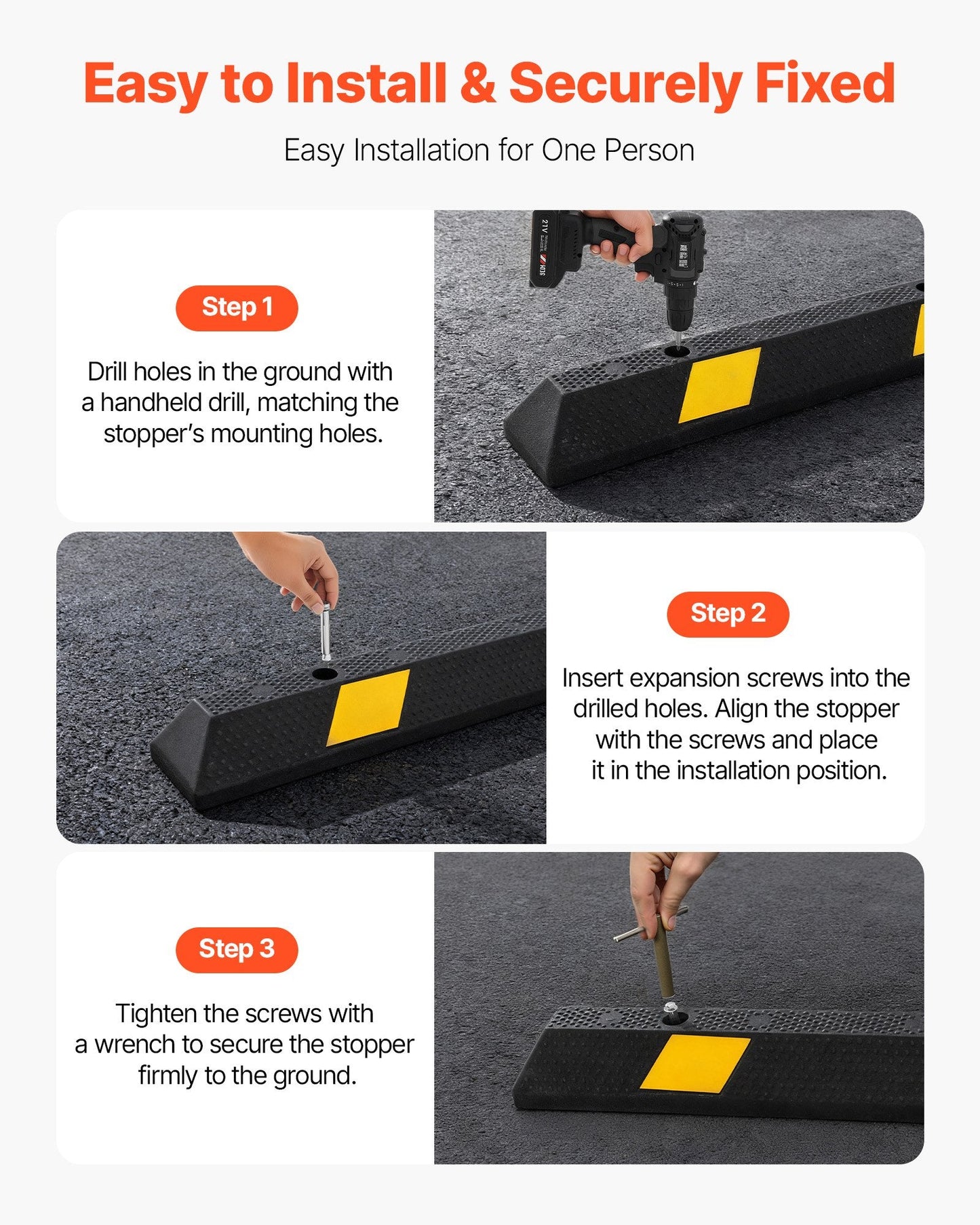 Parking Stopper, 72 Inch 2 Pcs Heavy Duty Parking Aid For Garage, Rubber Curb Garage Floor Stopper With Reflective Strips, Aid Gadgets For Cars Vans Trucks Tire Wheel Guide Block Stops Bumpers