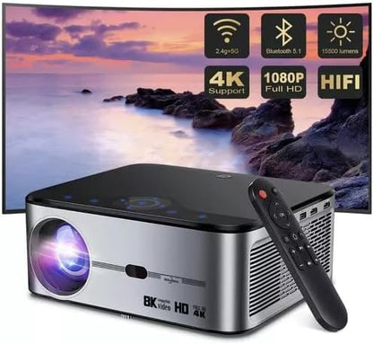 OOJODOQ Full HD 1080P Projector 4K 8K 700ANSI 15500Lumens