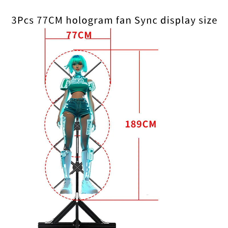 3pcs hologram projector video wall synchronization advertising hologram