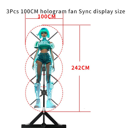 3pcs hologram projector video wall synchronization advertising hologram