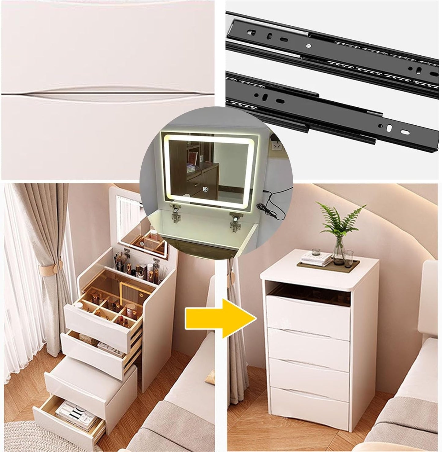 vanity with flip top lighted mirror