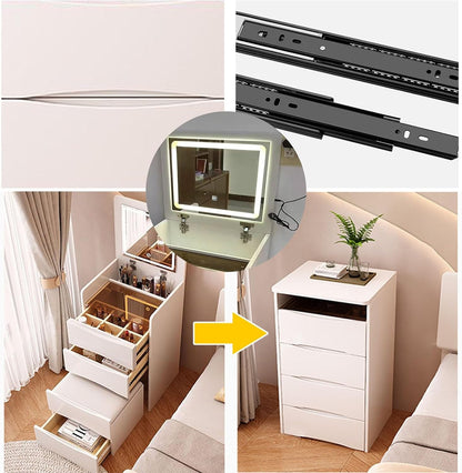 vanity with flip top lighted mirror
