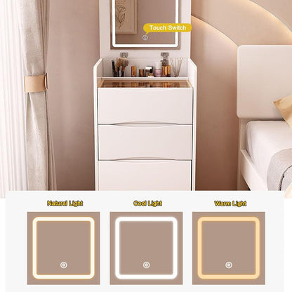 vanity with flip top lighted mirror