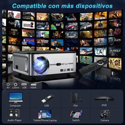 OOJODOQ Full HD 1080P Projector 4K 8K 700ANSI 15500Lumens