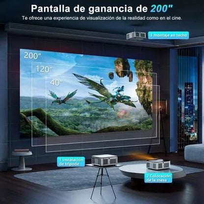 OOJODOQ Full HD 1080P Projector 4K 8K 700ANSI 15500Lumens