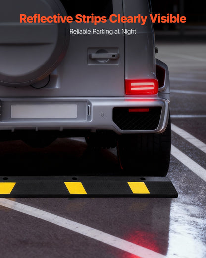Parking Stopper, 72 Inch 2 Pcs Heavy Duty Parking Aid For Garage, Rubber Curb Garage Floor Stopper With Reflective Strips, Aid Gadgets For Cars Vans Trucks Tire Wheel Guide Block Stops Bumpers