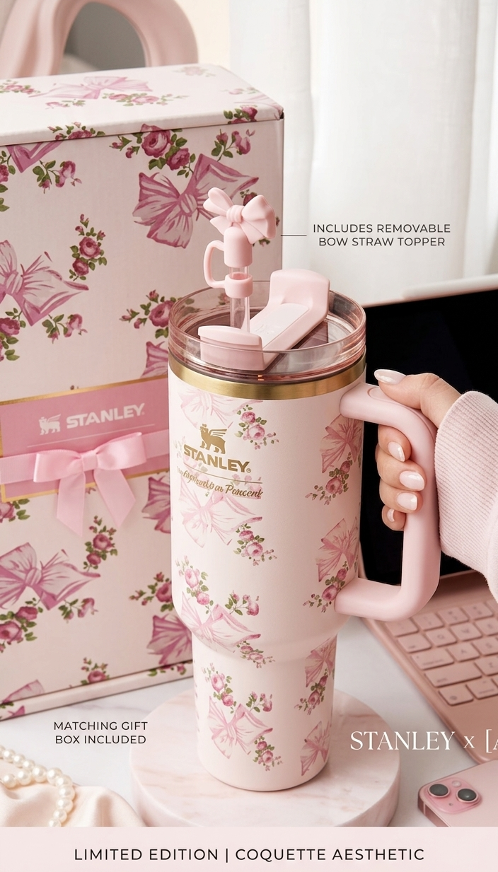 40oz Stanley Style Tumbler with Premium Accessories Kit